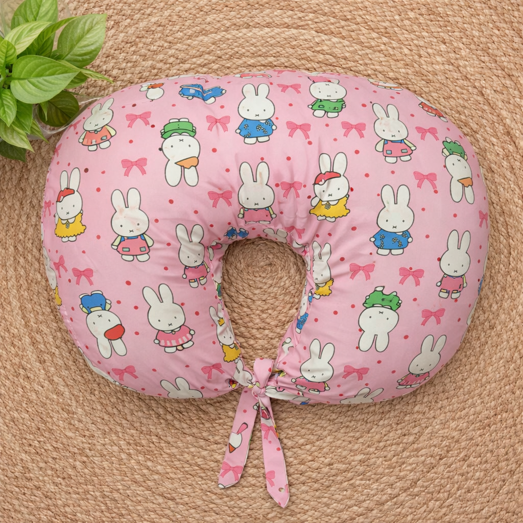 (Medium)Pure Cotton Feeding Pillow for Newborn Baby – Nursing Support Cushion for new mom -PINK RABBIT code:NBE